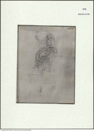 Vorderseite von Museum Kunstpalast [https://www.deutsche-digitale-bibliothek.de/content/lizenzen/rv-ez/] L'arte del disegno, e le vivezze dell'ingegno di Guglielmo della Porta celebre scultore, et architetto ... (2 Bände)Zweiter (kleiner) Band mit zwei Skizzenbüchern und einem angefügten KonvolutDas dritte Skizzenheft oder DiariumSeite 213: Gregor 13., sitzend, barhäuptig - , bh455903_recto. Foto.