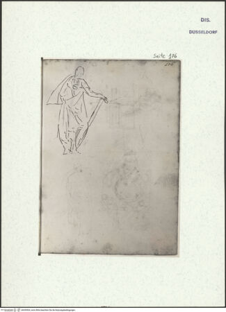 Vorderseite von Museum Kunstpalast [https://www.deutsche-digitale-bibliothek.de/content/lizenzen/rv-ez/] L'arte del disegno, e le vivezze dell'ingegno di Guglielmo della Porta celebre scultore, et architetto ... (2 Bände)Zweiter (kleiner) Band mit zwei Skizzenbüchern und einem angefügten KonvolutDas zweite SkizzenheftSeite 176: Vier stehende Apostel oder Propheten - , bh455904_recto. Foto.