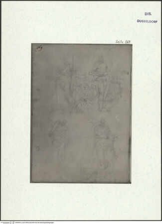 Vorderseite von Museum Kunstpalast [https://www.deutsche-digitale-bibliothek.de/content/lizenzen/rv-ez/] L'arte del disegno, e le vivezze dell'ingegno di Guglielmo della Porta celebre scultore, et architetto ... (2 Bände)Zweiter (kleiner) Band mit zwei Skizzenbüchern und einem angefügten KonvolutDas zweite SkizzenheftSeite 169: Pietà - , bh455910_recto. Foto.