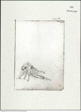 Vorderseite von Museum Kunstpalast [https://www.deutsche-digitale-bibliothek.de/content/lizenzen/rv-ez/] L'arte del disegno, e le vivezze dell'ingegno di Guglielmo della Porta celebre scultore, et architetto ... (2 Bände)Zweiter (kleiner) Band mit zwei Skizzenbüchern und einem angefügten KonvolutDas zweite SkizzenheftSeite 158: Beweinung Christi: Joseph von Arimathia und der Leichnam Christi - , bh455914_recto. Foto.