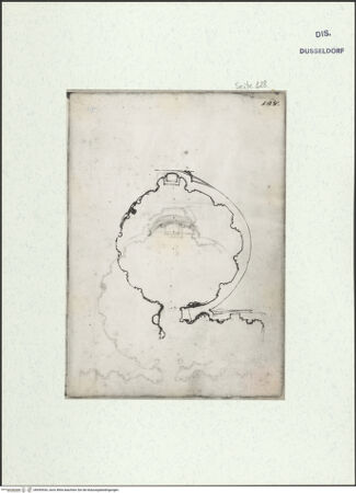 Vorderseite von Museum Kunstpalast [https://www.deutsche-digitale-bibliothek.de/content/lizenzen/rv-ez/] L'arte del disegno, e le vivezze dell'ingegno di Guglielmo della Porta celebre scultore, et architetto ... (2 Bände)Zweiter (kleiner) Band mit zwei Skizzenbüchern und einem angefügten KonvolutDas zweite SkizzenheftSeite 128: Monument für Kaiser Karl 5.: Das Bauwerk, Teilgrundriss - , bh455934_recto. Foto.