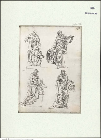 Vorderseite von Museum Kunstpalast [https://www.deutsche-digitale-bibliothek.de/content/lizenzen/rv-ez/] L'arte del disegno, e le vivezze dell'ingegno di Guglielmo della Porta celebre scultore, et architetto ... (2 Bände)Zweiter (kleiner) Band mit zwei Skizzenbüchern und einem angefügten KonvolutDas zweite SkizzenheftSeite 132: Vier Propheten - , bh455937_recto. Foto.