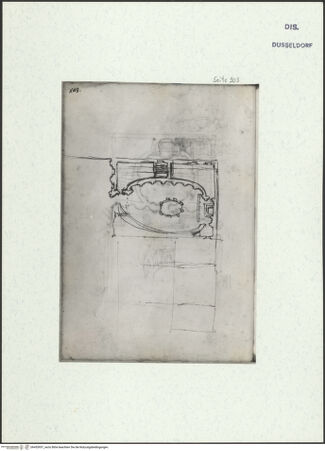 Vorderseite von Museum Kunstpalast [https://www.deutsche-digitale-bibliothek.de/content/lizenzen/rv-ez/] L'arte del disegno, e le vivezze dell'ingegno di Guglielmo della Porta celebre scultore, et architetto ... (2 Bände)Zweiter (kleiner) Band mit zwei Skizzenbüchern und einem angefügten KonvolutDas zweite SkizzenheftSeite 103: Gesamtgrundriss - , bh455957_recto. Foto.