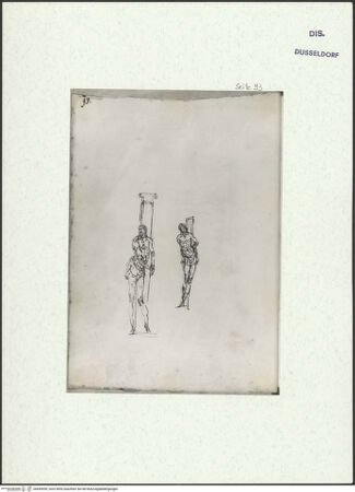 Vorderseite von Museum Kunstpalast [https://www.deutsche-digitale-bibliothek.de/content/lizenzen/rv-ez/] L'arte del disegno, e le vivezze dell'ingegno di Guglielmo della Porta celebre scultore, et architetto ... (2 Bände)Zweiter (kleiner) Band mit zwei Skizzenbüchern und einem angefügten KonvolutDas zweite SkizzenheftSeite 93: Christus an der Martersäule, zwei Varianten - , bh455959_recto. Foto.