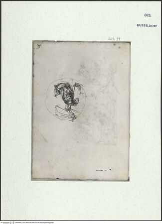 Vorderseite von Museum Kunstpalast [https://www.deutsche-digitale-bibliothek.de/content/lizenzen/rv-ez/] L'arte del disegno, e le vivezze dell'ingegno di Guglielmo della Porta celebre scultore, et architetto ... (2 Bände)Zweiter (kleiner) Band mit zwei Skizzenbüchern und einem angefügten KonvolutDas zweite SkizzenheftSeite 99: Der Auferstehende, drei Varianten - , bh455963_recto. Foto.