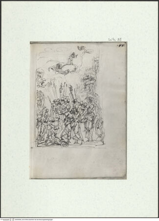 Vorderseite von Museum Kunstpalast [https://www.deutsche-digitale-bibliothek.de/content/lizenzen/rv-ez/] L'arte del disegno, e le vivezze dell'ingegno di Guglielmo della Porta celebre scultore, et architetto ... (2 Bände)Zweiter (kleiner) Band mit zwei Skizzenbüchern und einem angefügten KonvolutDas zweite SkizzenheftSeite 88: Passion: Die Gefangennahme und das Gebet in Gethsemane - , bh455966_recto. Foto.