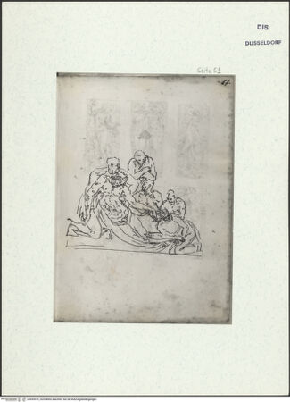 Vorderseite von Museum Kunstpalast [https://www.deutsche-digitale-bibliothek.de/content/lizenzen/rv-ez/] L'arte del disegno, e le vivezze dell'ingegno di Guglielmo della Porta celebre scultore, et architetto ... (2 Bände)Zweiter (kleiner) Band mit zwei Skizzenbüchern und einem angefügten KonvolutDas zweite SkizzenheftSeite 51: Beweinung Christi - , bh455979_recto. Foto.