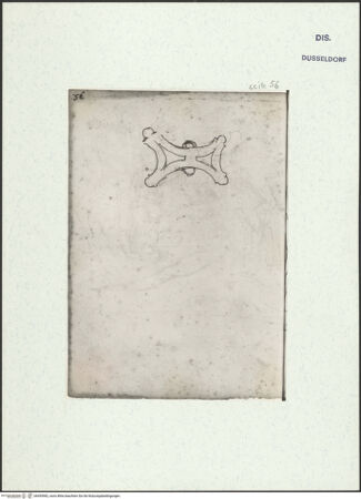 Vorderseite von Museum Kunstpalast [https://www.deutsche-digitale-bibliothek.de/content/lizenzen/rv-ez/] L'arte del disegno, e le vivezze dell'ingegno di Guglielmo della Porta celebre scultore, et architetto ... (2 Bände)Zweiter (kleiner) Band mit zwei Skizzenbüchern und einem angefügten KonvolutDas zweite SkizzenheftSeite 56: Die Verstrebung eines Prunktisches - , bh455982_recto. Foto.