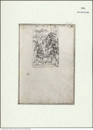 Vorderseite von Museum Kunstpalast [https://www.deutsche-digitale-bibliothek.de/content/lizenzen/rv-ez/] L'arte del disegno, e le vivezze dell'ingegno di Guglielmo della Porta celebre scultore, et architetto ... (2 Bände)Zweiter (kleiner) Band mit zwei Skizzenbüchern und einem angefügten KonvolutDas zweite SkizzenheftSeite 45: Anbetung der Könige - , bh455986_recto. Foto.