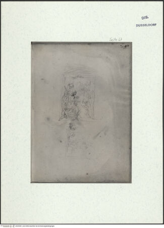 Vorderseite von Museum Kunstpalast [https://www.deutsche-digitale-bibliothek.de/content/lizenzen/rv-ez/] L'arte del disegno, e le vivezze dell'ingegno di Guglielmo della Porta celebre scultore, et architetto ... (2 Bände)Zweiter (kleiner) Band mit zwei Skizzenbüchern und einem angefügten KonvolutDas zweite SkizzenheftSeite 47: Anbetung der Könige; kleine Wiederholung der Hauptgruppe - , bh455987_recto. Foto.