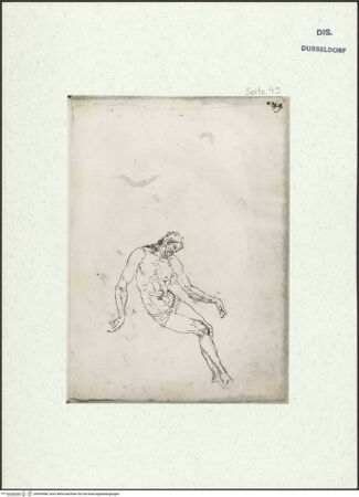 Vorderseite von Museum Kunstpalast [https://www.deutsche-digitale-bibliothek.de/content/lizenzen/rv-ez/] L'arte del disegno, e le vivezze dell'ingegno di Guglielmo della Porta celebre scultore, et architetto ... (2 Bände)Zweiter (kleiner) Band mit zwei Skizzenbüchern und einem angefügten KonvolutDas zweite SkizzenheftSeite 49: Leichnam Christi - , bh455988_recto. Foto.