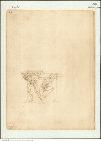 Vorderseite von Museum Kunstpalast [https://www.deutsche-digitale-bibliothek.de/content/lizenzen/rv-ez/] L'arte del disegno, e le vivezze dell'ingegno di Guglielmo della Porta celebre scultore, et architetto ... (2 Bände)Erster (großer) Band mit dem ersten SkizzenheftFolio 9 recto (Seite 44): Grabmal für Julius III. del Monte - , bh456415_recto. Foto.