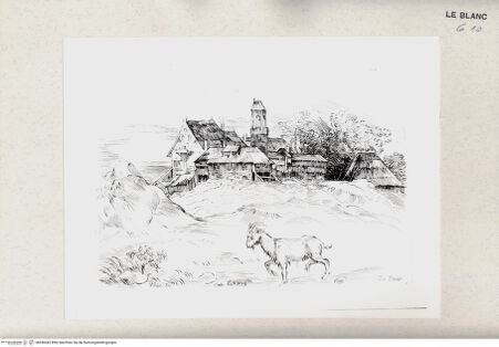 Vorderseite von Istituto Nazionale per la Grafica [http://creativecommons.org/publicdomain/mark/1.0/] Landschaft mit Gebäuden und einer Ziege - , bh456943. Foto.