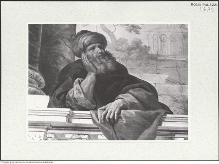 Vorderseite von Sopr. BAS ROMA [https://www.deutsche-digitale-bibliothek.de/content/lizenzen/rv-ez/] Scheinarchitektur mit exotischen GenreszenenFiguren in exotischen Kostümen - Ostwand, mittleres Bildfeld, Detail: männliche Figur in türkischem Kostüm links außen, bh457936_recto. Foto.