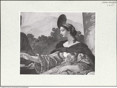 Vorderseite von Sopr. BAS ROMA [https://www.deutsche-digitale-bibliothek.de/content/lizenzen/rv-ez/] Scheinarchitektur mit exotischen GenreszenenFiguren in exotischen Kostümen - Südwand, rechtes Bildfeld, Detail: junge Frau in türkischem Kostüm, bh457947_recto. Foto.