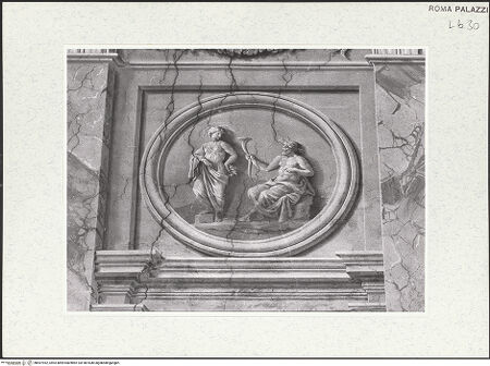 Vorderseite von Sopr. BAS ROMA [https://www.deutsche-digitale-bibliothek.de/content/lizenzen/rv-ez/] Scheinarchitektur mit exotischen GenreszenenFingierte ReliefmedaillonsAllegorie des Frühlings - , bh457952_recto. Foto.