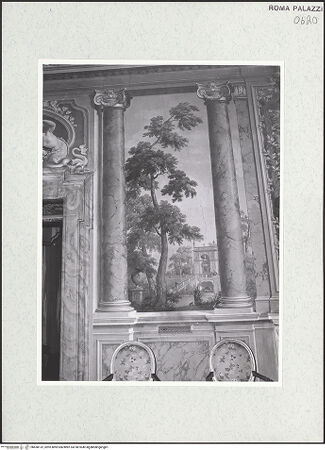 Vorderseite von Sopr. BAS ROMA [https://www.deutsche-digitale-bibliothek.de/content/lizenzen/rv-ez/] Scheinarchitektur mit Landschaftsbildern und FigurenZyklus von Landschaftsbildern mit Figuren von Stefano und Giuseppe Pozzi - , bh458132_recto. Foto.