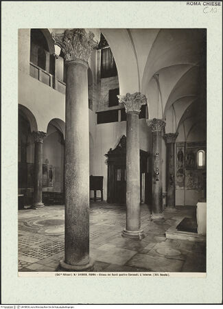 Vorderseite von Alinari [https://www.deutsche-digitale-bibliothek.de/content/lizenzen/rv-ez/] Santi Quattro Coronati - Inneres mit Seitenschiffen, nach Nordosten, bh458520_recto. Foto.