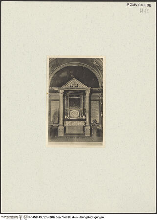 Vorderseite von unbekannt [https://www.deutsche-digitale-bibliothek.de/content/lizenzen/rv-fz/] Sant'Anastasia al PalatinoCappella di San Girolamo - Altarwand mit Altar des heiligen Gregor des Großen (?), bh458819_recto. Foto.