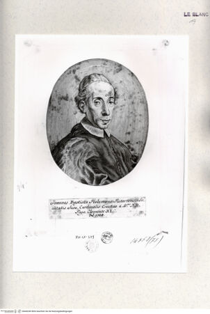 Vorderseite von Istituto Nazionale per la Grafica [http://creativecommons.org/publicdomain/mark/1.0/] Porträt des Kardinals Giovanni Battista Tolomei in einem Oval - , bh460349. Foto.