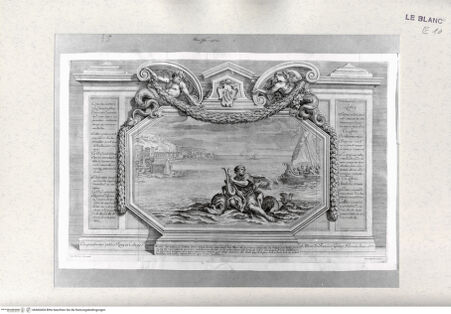 Vorderseite von Istituto Nazionale per la Grafica [http://creativecommons.org/publicdomain/mark/1.0/] These des Abts Jo. Francisco Gomez mit Arion, auf dem Delphin reitend - , bh460404. Foto.