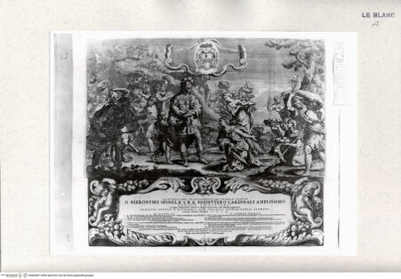 Vorderseite von Istituto Nazionale per la Grafica [https://rightsstatements.org/page/CNE/1.0/] These mit allegorischer Darstellung (Triumph eines Feldherrn?) und Widmung an den Kardinal Girolamo Spinula - , bh460801. Foto.