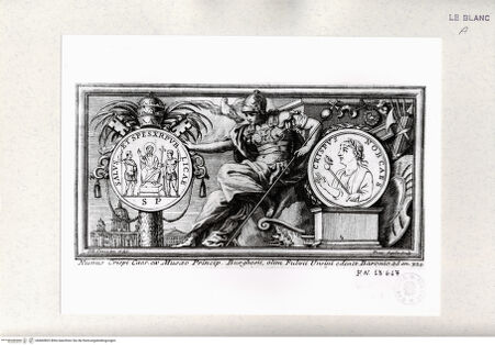 Vorderseite von Istituto Nazionale per la Grafica [http://creativecommons.org/publicdomain/mark/1.0/] Allegorie mit Minerva und zwei Medaillen - , bh460803. Foto.