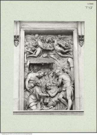 Vorderseite von Bibliotheca Hertziana [https://www.deutsche-digitale-bibliothek.de/content/lizenzen/rv-fz/] Reliefzyklus mit Szenen von Geburt und Kindheit ChristiGeburt Christi - Gesamtansicht, bh460814_recto. Foto.