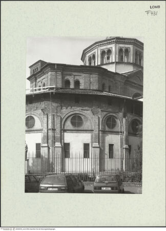 Vorderseite von Bibliotheca Hertziana [https://www.deutsche-digitale-bibliothek.de/content/lizenzen/rv-fz/] Santa Maria presso San CelsoChor und Ostbau - Chor von Nordosten, bh460933_recto. Foto: Fichera, Gabriele.