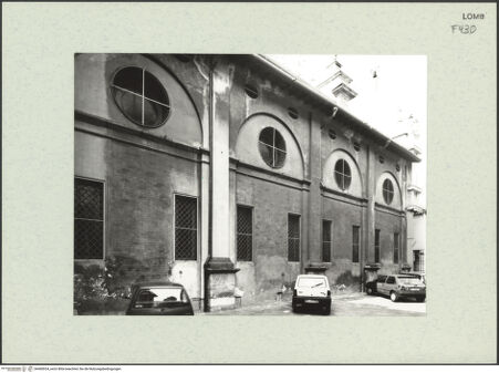 Vorderseite von Bibliotheca Hertziana [https://www.deutsche-digitale-bibliothek.de/content/lizenzen/rv-fz/] Santa Maria presso San CelsoNordfassade - Teilansicht, bh460934_recto. Foto: Fichera, Gabriele.