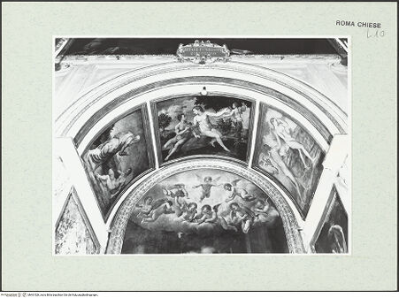 Vorderseite von Sopr. BAS ROMA [https://www.deutsche-digitale-bibliothek.de/content/lizenzen/rv-ez/] Szenen aus der Genesis - Oktogon, 1. Kapelle links (del Presepe), Gewölbe, Fresken von Girolamo Sicciolante, gen. Sermoneta, um 1550, bh461526_recto. Foto.