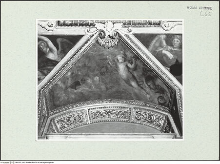 Vorderseite von Sopr. BAS ROMA [https://www.deutsche-digitale-bibliothek.de/content/lizenzen/rv-ez/] Himmelfahrt Mariens, Gottvater und Engel sowie David und JesajaEngel und Putti - Gewölbe, Detail: linke Seite, bh461531_recto. Foto.