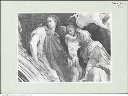 Vorderseite von Sopr. BAS ROMA [https://www.deutsche-digitale-bibliothek.de/content/lizenzen/rv-fz/] Sibyllen und Engel - Detail: Die Tiburtinische und Cumäische Sibylle, bh461542_recto. Foto.