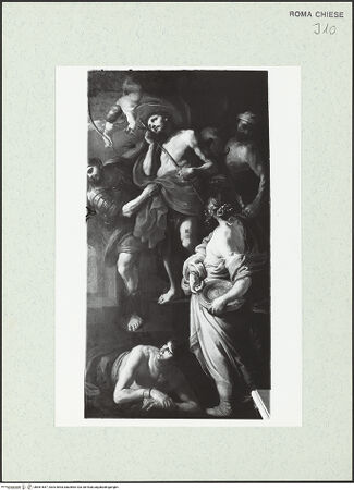 Vorderseite von Sopr. BAS ROMA [https://www.deutsche-digitale-bibliothek.de/content/lizenzen/rv-ez/] Szenen aus dem Leben Johannes des TäufersJohannes der Täufer wird im Beisein von Salome zur Hinrichtung abgeführt - , bh461557_recto. Foto.