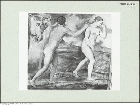 Vorderseite von Sopr. BAS ROMA [https://www.deutsche-digitale-bibliothek.de/content/lizenzen/rv-ez/] Szenen aus der GenesisVertreibung aus dem Paradies - , bh461578_recto. Foto.