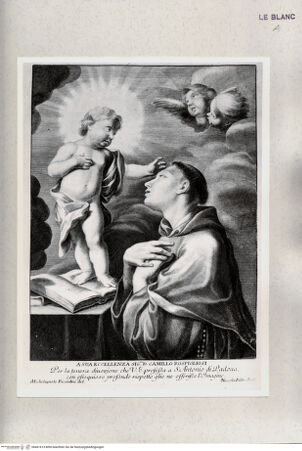 Vorderseite von Istituto Nazionale per la Grafica [https://rightsstatements.org/page/CNE/1.0/] Dem heiligen Antonius von Padua erscheint das Jesuskind - , bh461613. Foto.