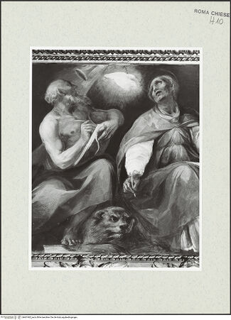 Vorderseite von Sopr. BAS ROMA [https://www.deutsche-digitale-bibliothek.de/content/lizenzen/rv-ez/] GewölbemalereiRechtes Bild: Die vier lateinischen Kirchenväter - Detail, nach der Restaurierung 1977, bh461962_recto. Foto.