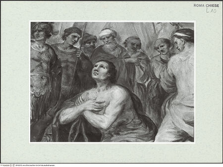 Vorderseite von Sopr. BAS ROMA [https://www.deutsche-digitale-bibliothek.de/content/lizenzen/rv-ez/] Szenen aus dem Leben des heiligen Papstes Alexander I.Martyrium des heiligen Alexander - Detail, nach der Restaurierung von 1977, bh462043_recto. Foto.