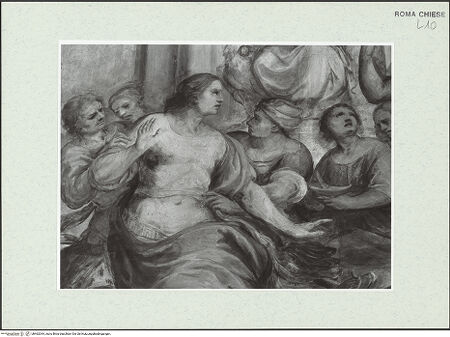 Vorderseite von Sopr. BAS ROMA [https://www.deutsche-digitale-bibliothek.de/content/lizenzen/rv-ez/] Szenen aus dem Leben des heiligen Papstes Alexander I.Der heilige Alexander verweigert die Anbetung von Götzen - Detail, nach der Restaurierung von 1977, bh462044_recto. Foto.