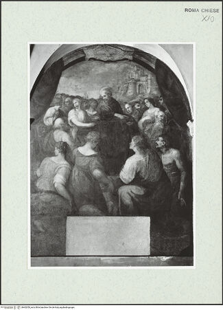 Vorderseite von Sopr. BAS ROMA [https://www.deutsche-digitale-bibliothek.de/content/lizenzen/rv-ez/] Szenen aus dem Leben des heiligen Franziskus und Bilder verschiedener HeiligerWunder des heiligen Franziskus - nach der Restaurierung von 1977, bh462050_recto. Foto.