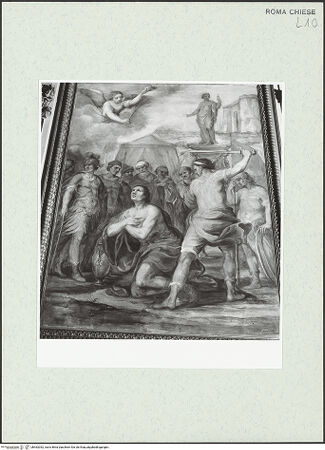Vorderseite von Sopr. BAS ROMA [https://www.deutsche-digitale-bibliothek.de/content/lizenzen/rv-ez/] Szenen aus dem Leben des heiligen Papstes Alexander I.Martyrium des heiligen Alexander - nach der Restaurierung von 1977, bh462052_recto. Foto.