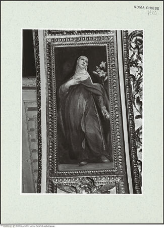 Vorderseite von Sopr. BAS ROMA [https://www.deutsche-digitale-bibliothek.de/content/lizenzen/rv-ez/] HeiligenzyklusHeilige Nonne mit Lilie - , bh462066_recto. Foto.