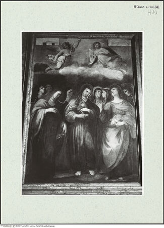 Vorderseite von Sopr. BAS ROMA [https://www.deutsche-digitale-bibliothek.de/content/lizenzen/rv-ez/] Die heilige Klara? und andere Heilige - , bh462071_recto. Foto.