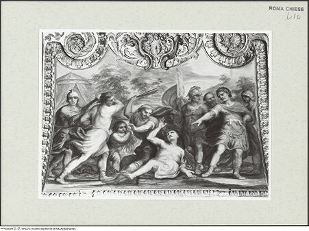 Vorderseite von Sopr. BAS ROMA [https://www.deutsche-digitale-bibliothek.de/content/lizenzen/rv-ez/] Szenen aus dem Leben des heiligen Papstes Alexander I.Kaiser Maximinian? befiehlt die Marter des heiligen Alexander - nach der Restaurierung von 1977, bh462073_recto. Foto.