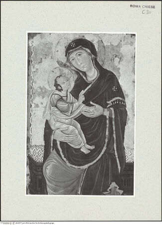 Vorderseite von Sopr. BAS ROMA [https://www.deutsche-digitale-bibliothek.de/content/lizenzen/rv-ez/] Madonna di San Gregorio - nach der Restaurierung 1989, bh462077_recto. Foto.