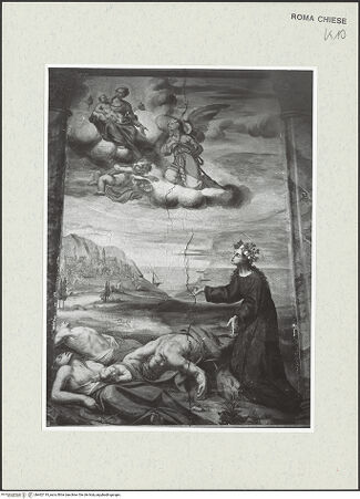 Vorderseite von Sopr. BAS ROMA [https://www.deutsche-digitale-bibliothek.de/content/lizenzen/rv-ez/] Die heilige Rosalia bittet Maria für die Heilung der Pestkranken - , bh462119_recto. Foto.