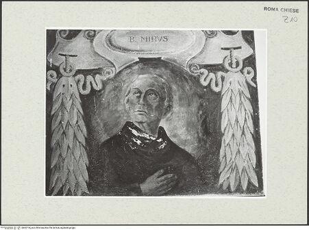 Vorderseite von Sopr. BAS ROMA [https://www.deutsche-digitale-bibliothek.de/content/lizenzen/rv-ez/] Supraporten der KlosterzelleDer selige Mirus - , bh462134_recto. Foto.