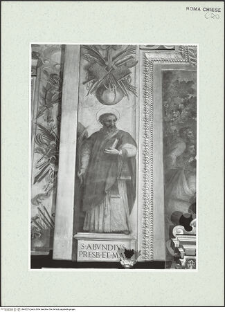 Vorderseite von Sopr. BAS ROMA [https://www.deutsche-digitale-bibliothek.de/content/lizenzen/rv-ez/] Szenen aus dem Leben der der Heiligen Kosmas und Damian und verschiedene HeiligeDer heilige Abundius - , bh462274_recto. Foto.