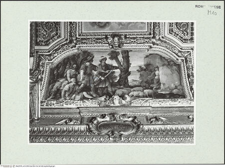 Vorderseite von Sopr. BAS ROMA [https://www.deutsche-digitale-bibliothek.de/content/lizenzen/rv-ez/] Szenen aus dem Leben der heiligen BarbaraDie heilige Barbara flüchtet in die Felsen - , bh462285_recto. Foto.