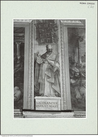 Vorderseite von Sopr. BAS ROMA [https://www.deutsche-digitale-bibliothek.de/content/lizenzen/rv-ez/] Szenen aus dem Leben der der Heiligen Kosmas und Damian und verschiedene HeiligeDer heilige Papst Alexander - , bh462341_recto. Foto.